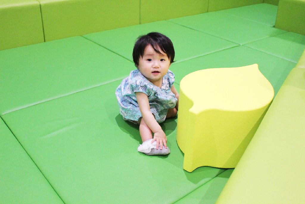 緑色のエリアがはいはいの赤ちゃんスペース／横浜アンパンマンこどもミュージアム（神奈川県／横浜市）