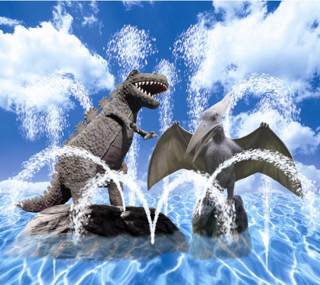 恐竜から水が飛び出すプール/国営海の中道海浜公園 サンシャインプール(福岡県/北九州市)