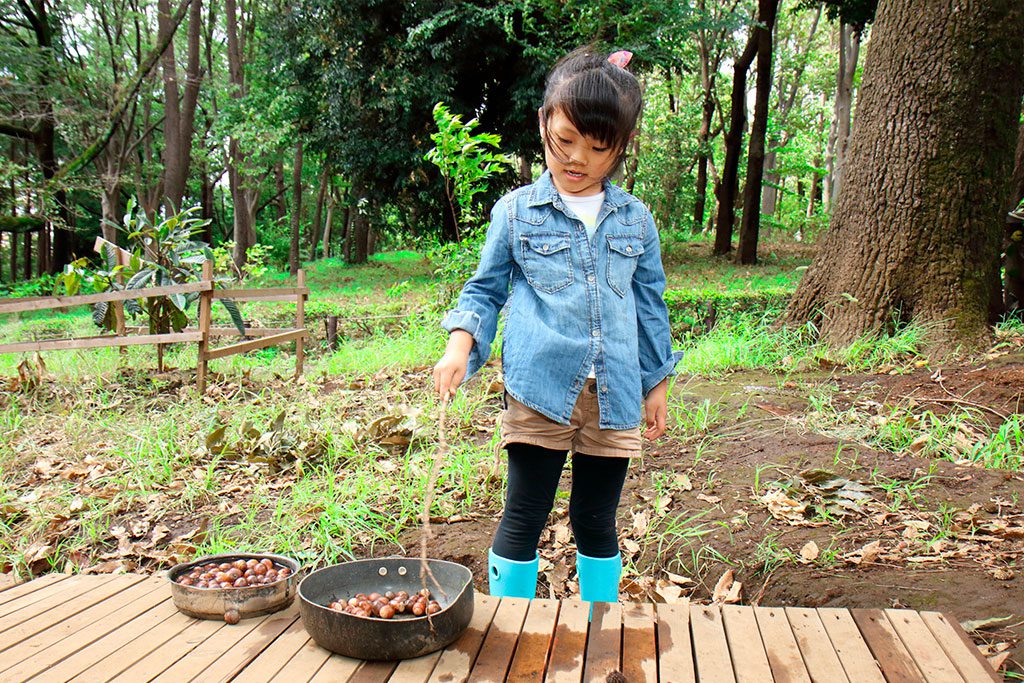 拾ったどんぐりでお料理ごっこ／羽根木プレーパーク（東京都/世田谷区）