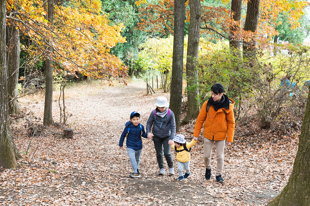 登山を楽しむ親子/宝登山(埼玉県/秩父郡)