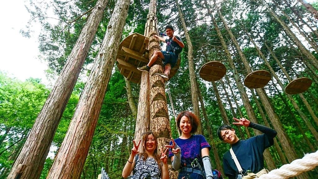 高さ10mもある木と木の間を進むアドベンチャーコース/冒険の森 のせ(大阪府能勢町)
