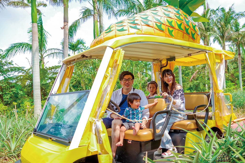 パイナップル号に乗る家族/ナゴパイナップルパーク（沖縄県/名護市）