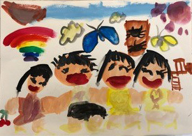 ゆめさんの作品「かぞくでキャンプ」(7歳)