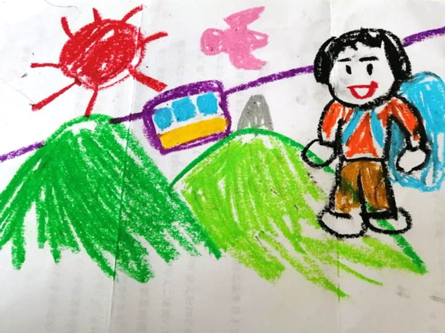 ななちゃんの作品「また乗りたい『空飛ぶゴンドラ』」(8歳)