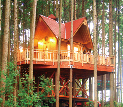 シンボル的ツリーハウス「エミル」/サンタヒルズ(栃木県/那珂川町)