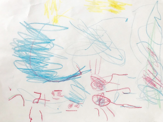 作品タイトル：行ってみたいな、泳いでみたいな海/さやさん（2歳6か月）