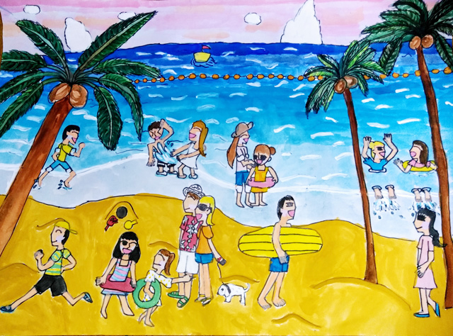 作品タイトル：いつか行きたいハワイ/ぽぽさん（小4）