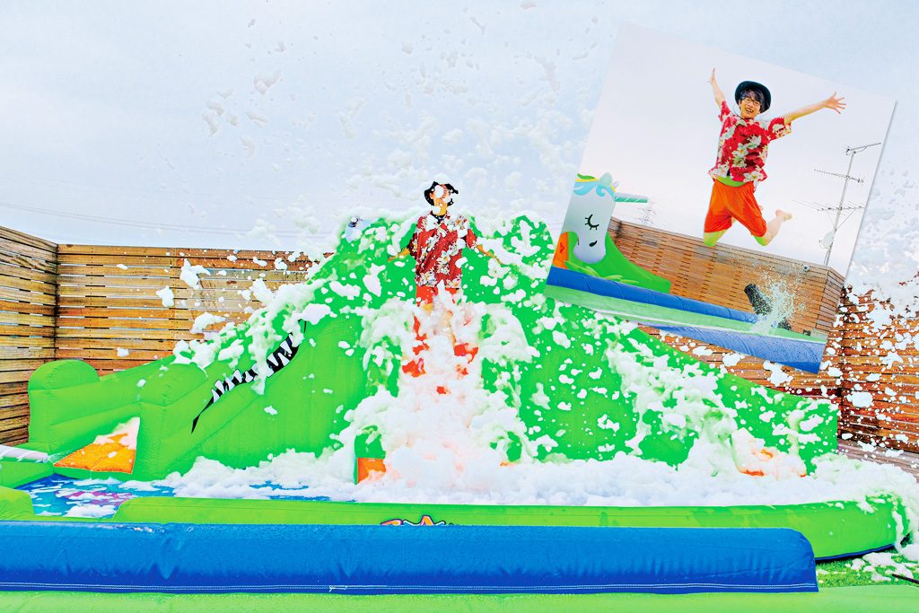 夏の「おふろカフェ bivouac」は、あわあわの水遊びとグランピング&BBQが人気