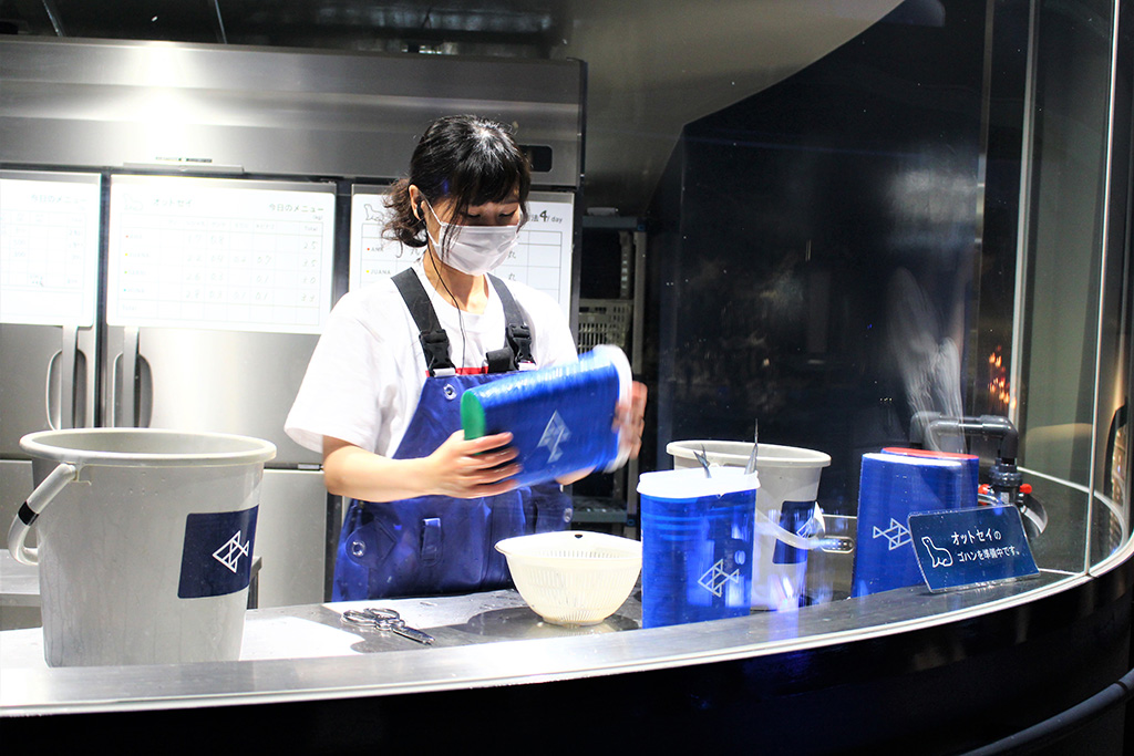水族館内の生きものにゴハンを用意する様子/すみだ水族館(東京都/墨田区)