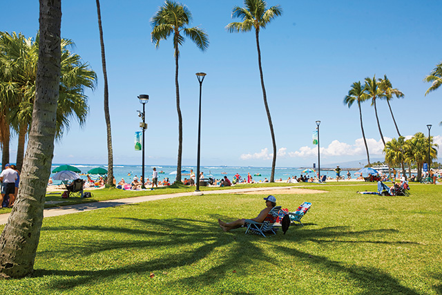 ビーチ付近の公園（ハワイ