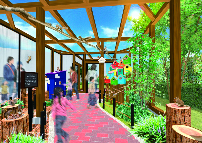 二ホンリスのウォークスルー型展示室/仙台うみの杜水族館(宮城県/仙台市)