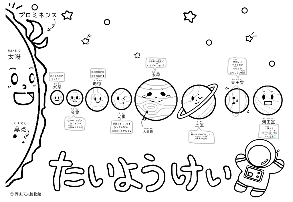 「お絵かきコーナー」のぬりえ/岡山天文博物館（岡山県／浅口市）