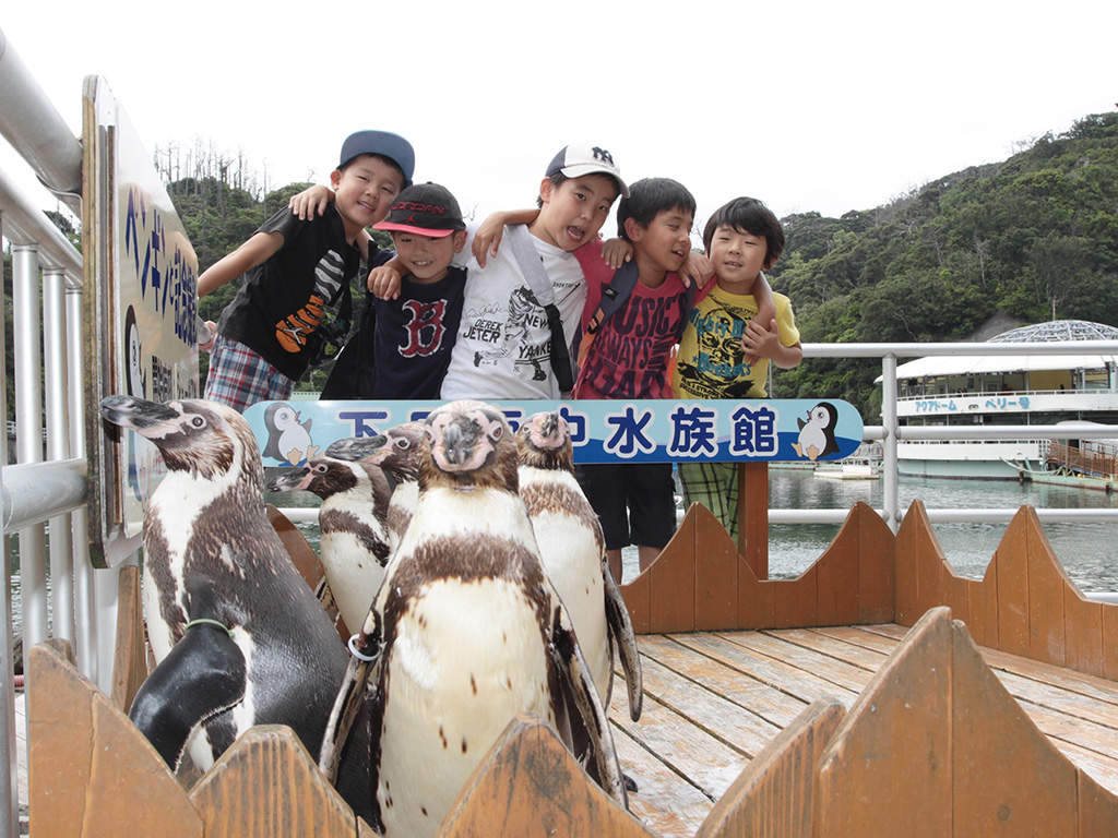 ペンギンと子ども達/下田海中水族館（静岡県/下田市）
