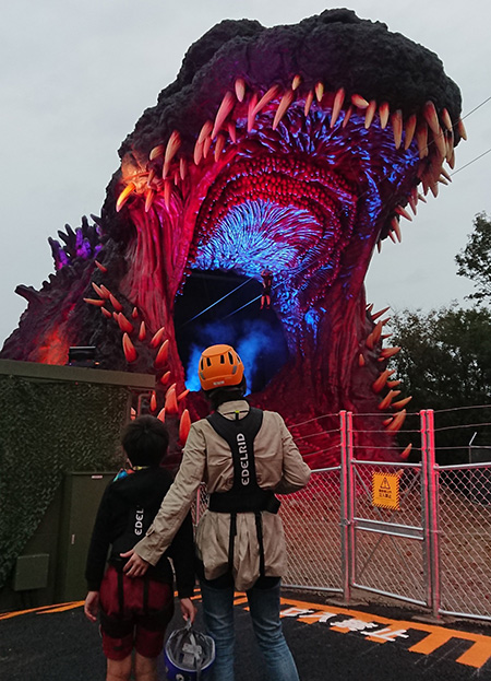 迫力あるゴジラの顔/ニジゲンノモリ ゴジラ迎撃作戦（兵庫県/淡路市）