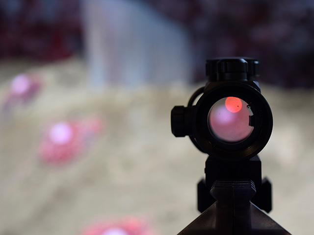 銃に取り付けられたレーザー/ニジゲンノモリ ゴジラ迎撃作戦（兵庫県/淡路市）