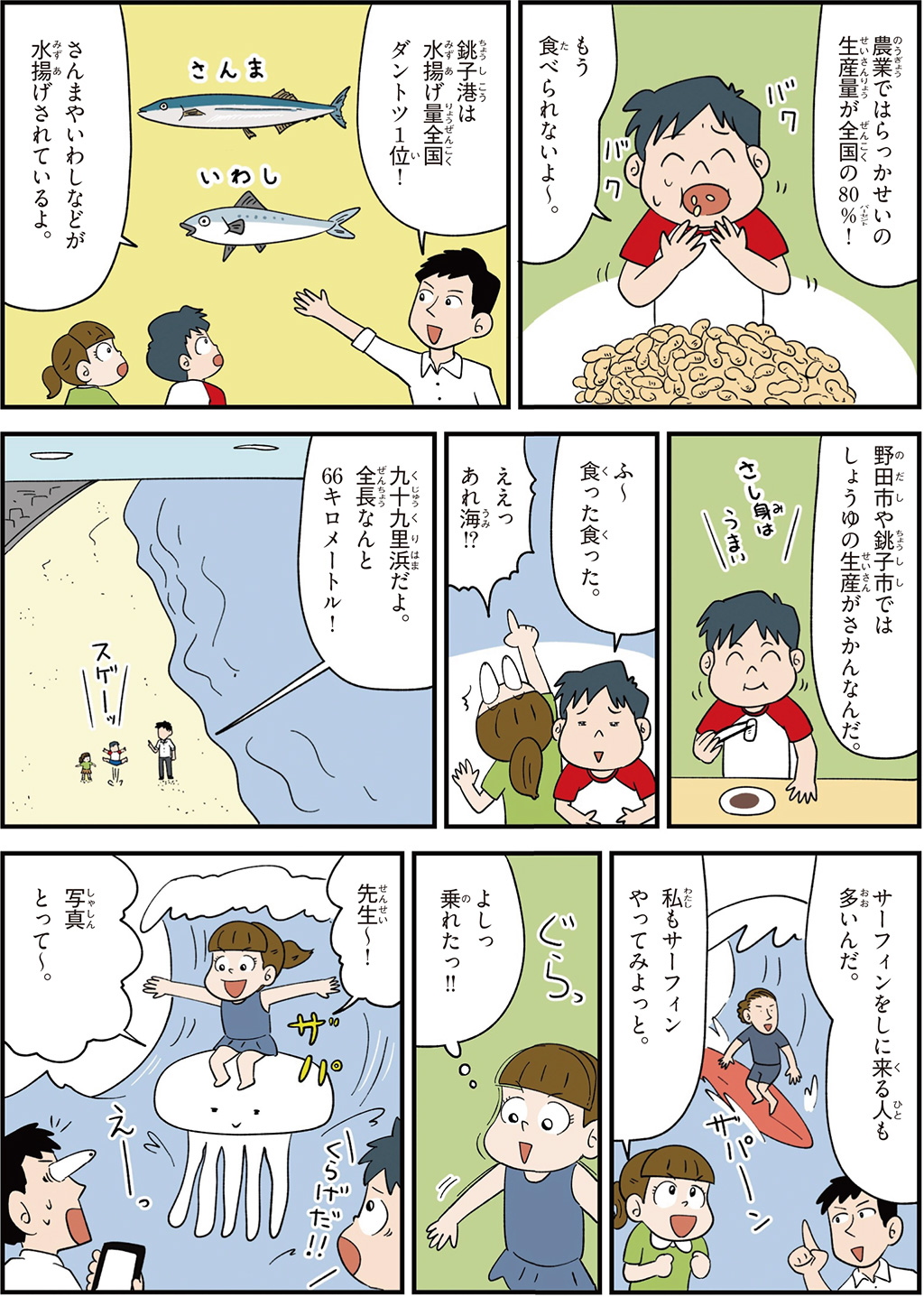 千葉県の特徴マンガ2／らっかせい生産量全国80％、水揚げ量全国1位、しょうゆの生産