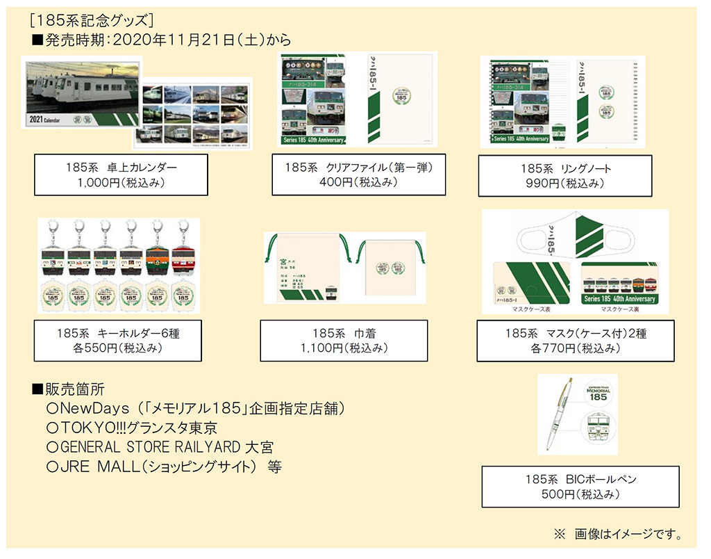 185系記念グッズの数々