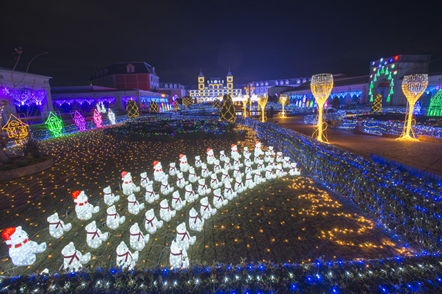 神戸イルミナージュ:ミニシロクマのイルミ/道の駅 神戸フルーツ・フラワーパーク大沢(兵庫県)