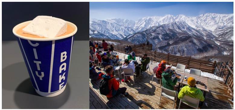 ホットチョコレートと北アルプスを一望できる絶景テラス/白馬岩岳スノーフィールド(長野県/白馬村)