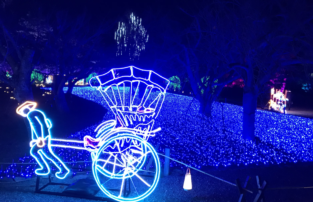 夏の清流をイメージした青いイルミネーション/京都二条城イルミナージュ(京都市/中京区)