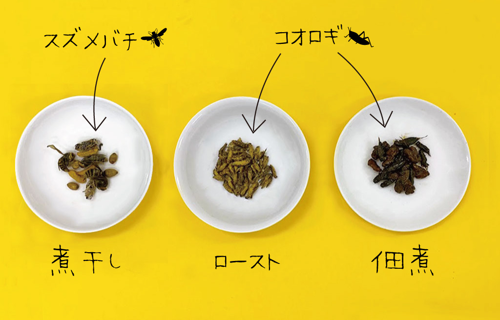 スズメバチの煮干しとコオロギのロースト、佃煮