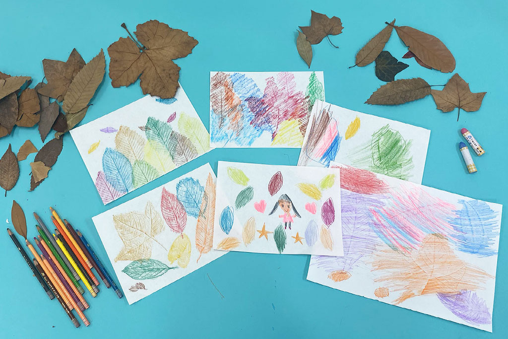 葉っぱのフロッタージュの作品色々