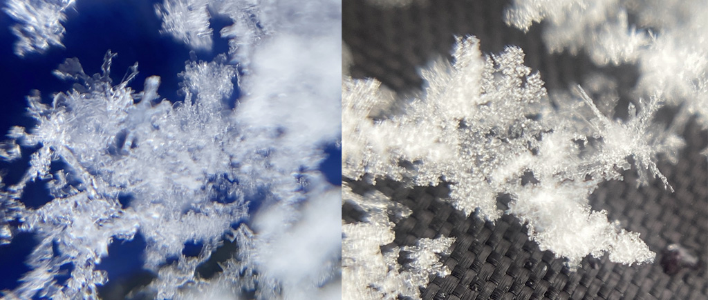 スマホで撮影した雪の結晶