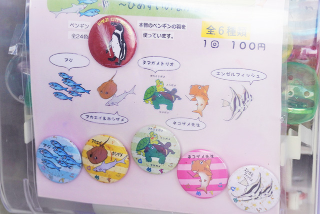 人気の缶バッジガチャガチャ/姫路市立水族館(兵庫県)
