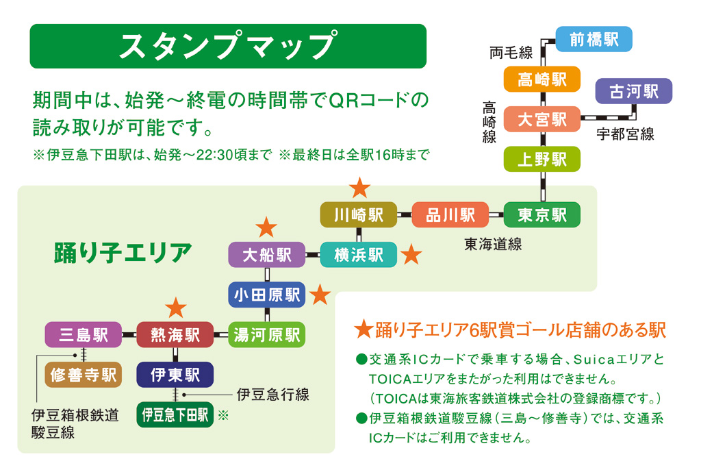 スタンプ設置駅のスタンプマップ