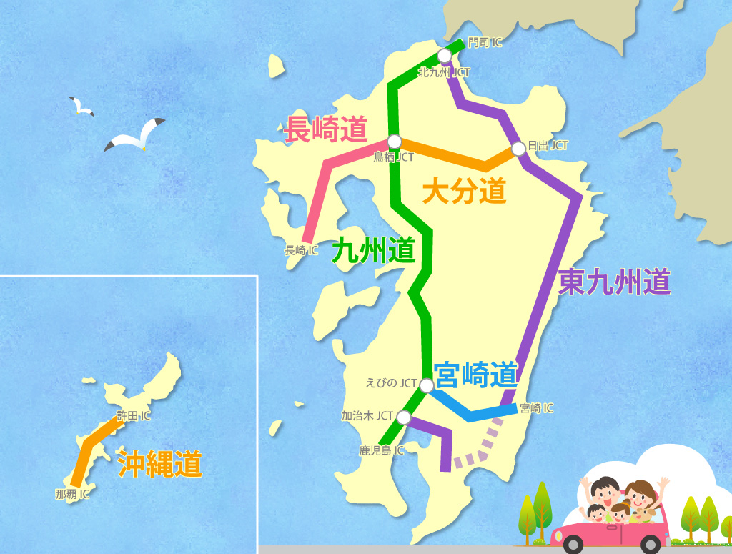 九州・沖縄の高速道路SA・PAマップ
