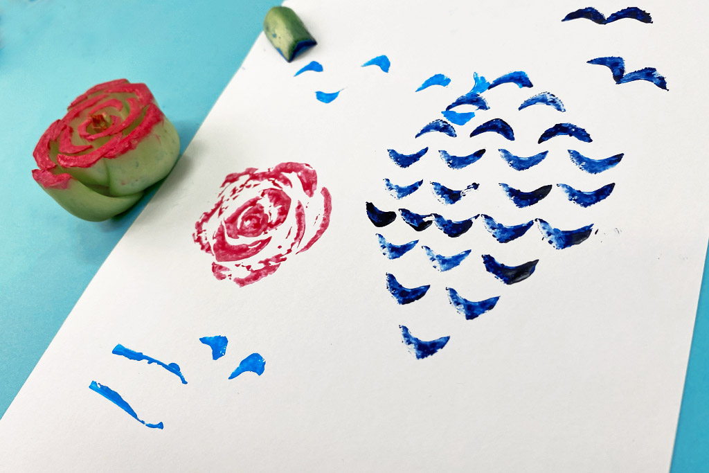 チンゲンサイの茎が、かもめ・波・笑顔に！