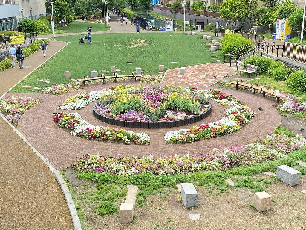 「花の広場」と「芝生広場」/大横川親水公園（東京都/墨田区）