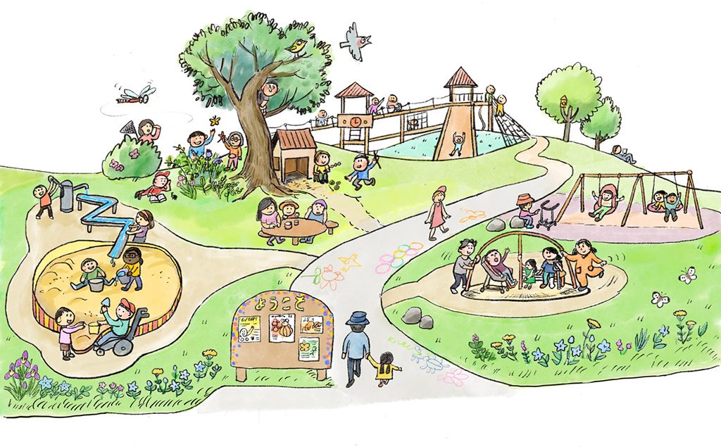 インクルーシブ公園イメージイラスト