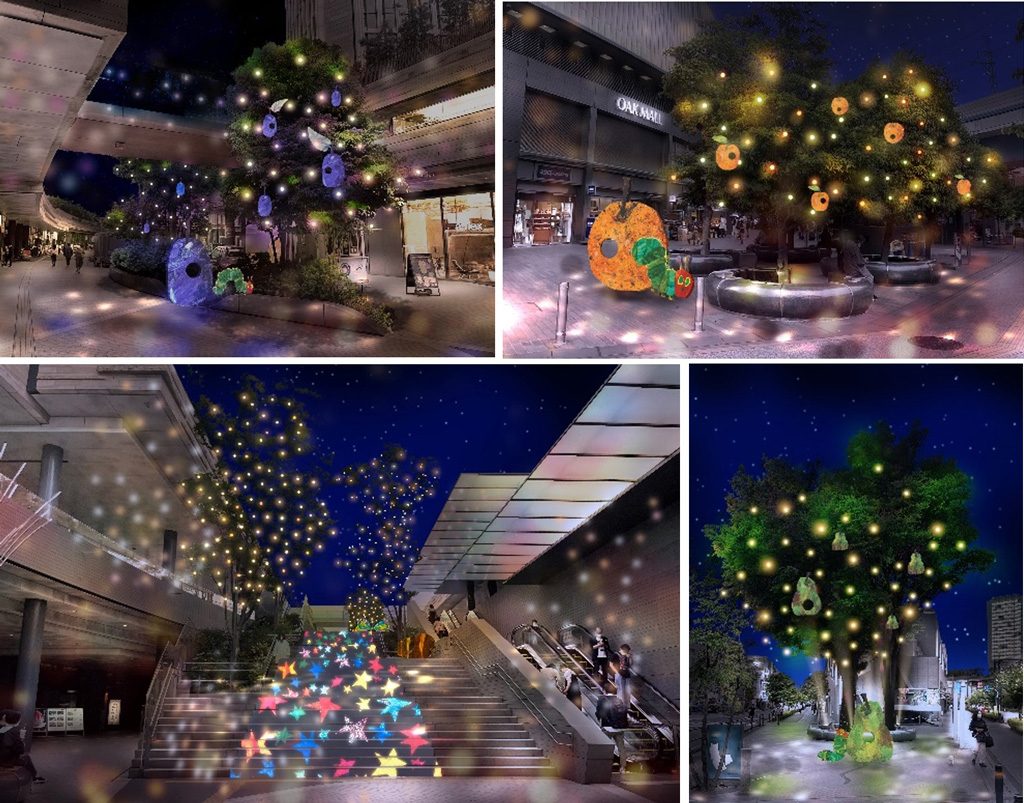 （左上から時計回りに）リボンストリート、オークモール、バーズモール、大階段（※画像はイメージ）/WINTER RISE 2021 with the World of Eric Carle／二子玉川ライズ（東京都/世田谷区）