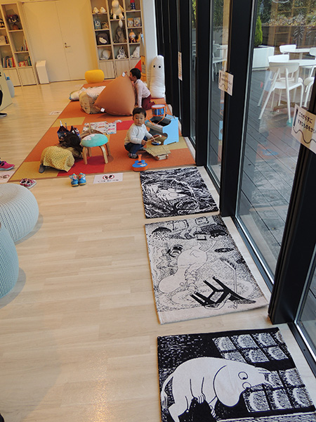 キッズルームにある、ムーミンの絵が描かれたマット/ムーミンバレーパーク（埼玉県/飯能市）