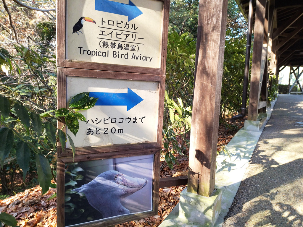 園内の通路と看板/松江フォーゲルパーク(島根県)