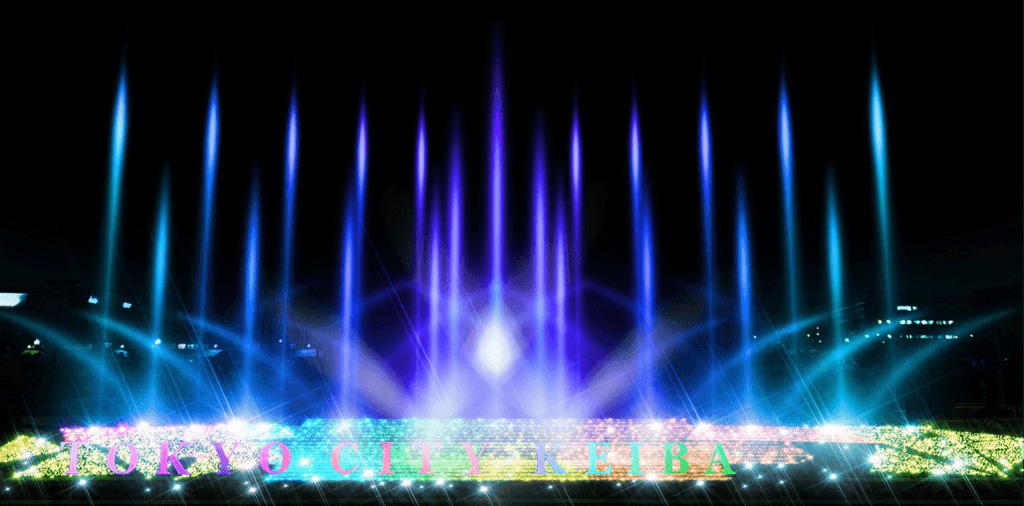 虹色に輝く光の大噴水/東京メガイルミ(東京都/品川区)