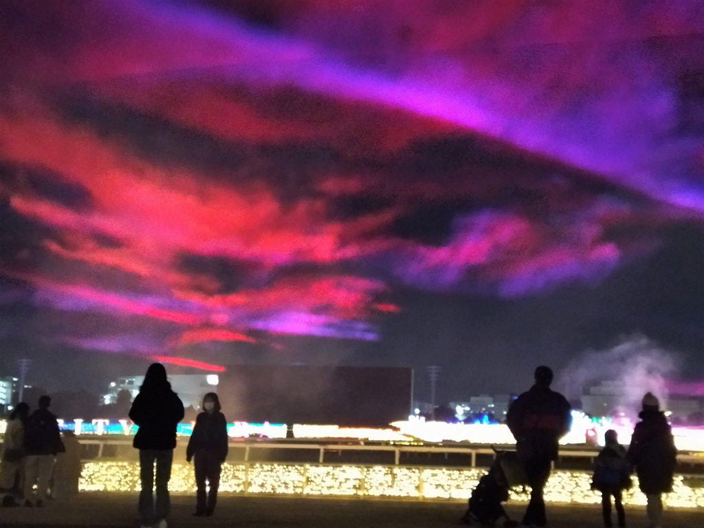 夜空にオーロラが出現!/東京メガイルミ(東京都/品川区)