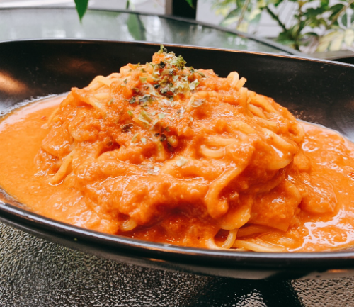 ギャラクカフェ「カニクリームトマトパスタ（1100円）※12月～2月の限定メニュー」/ギャラクシティ（東京都/足立区）