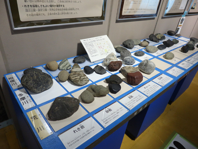 様々な種類の石の展示/多摩六都科学館（東京都/西東京市）