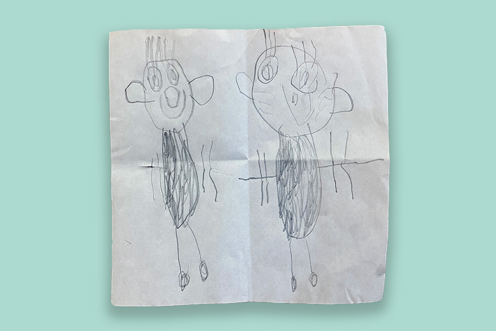 ３歳児の絵「ママと自分」