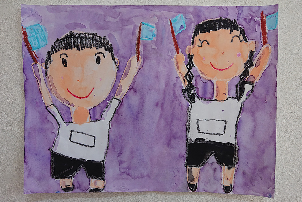 6歳児の絵「幼稚園の運動会」