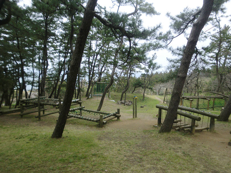 昔ながらの木製アスレチック／大潟シーサイドアスレチック（新潟県上越市）