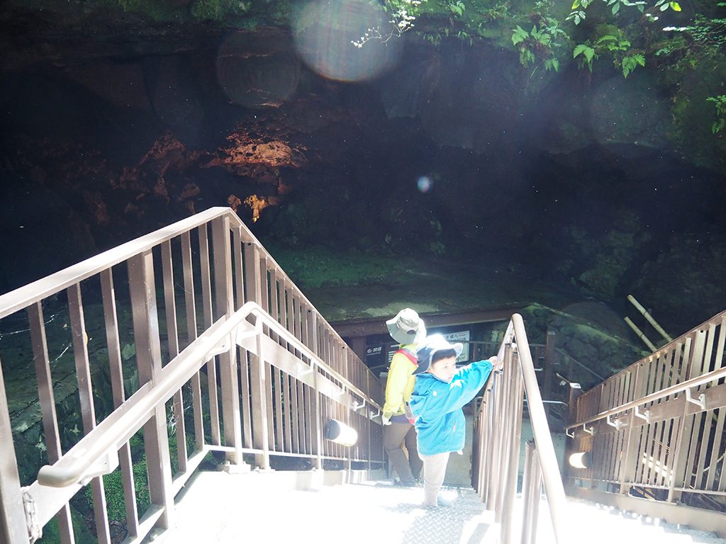 洞窟入口への階段/鳴沢氷穴（山梨県/鳴沢村）