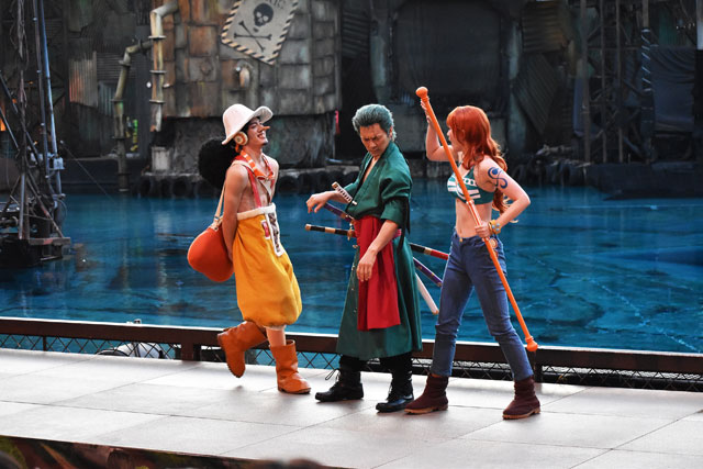 狙撃の王様ウソップ、剣の達人、海賊狩りのロロノア・ゾロ、そして泥棒猫ナミが勢揃い／ユニバーサル・スタジオ・ジャパン（大阪市）