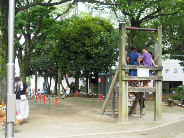 ターザンロープも順番待ちができるほどの大人気/小松川境川親水公園（東京都／江戸川区）