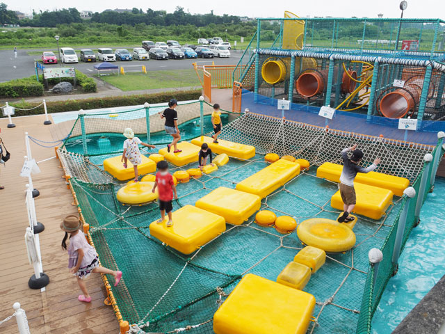 浮き島を上手に行き来する「ドンブラゴッコ」/埼玉県立川の博物館(埼玉県/寄居町)