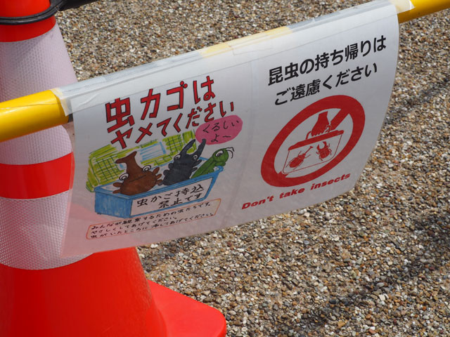 虫カゴの持ち込みも禁止されています/月夜野きのこ園ぐんま昆虫の森・新里（群馬県／桐生市）