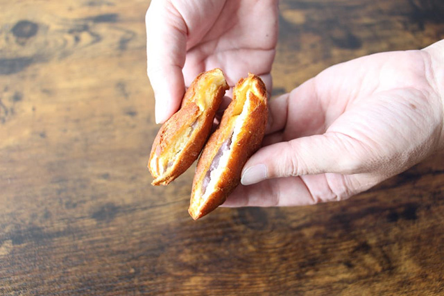 紅芋あん入りの琉球三矢ボール/おんなの駅なかゆくい市場(沖縄県/恩納村)