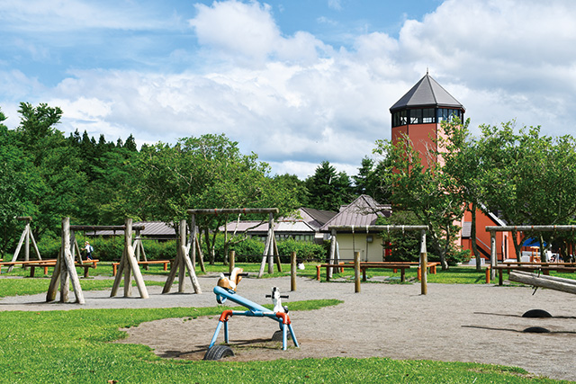 アスレチックの周辺の小さい遊具/小岩井農場まきば園（岩手県/雫石町）